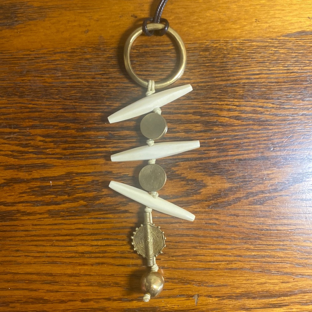 Lala Salama Huru Necklace Brass Reclaimed Upcycled Horn Traditional Kenya - Picture 3 of 4